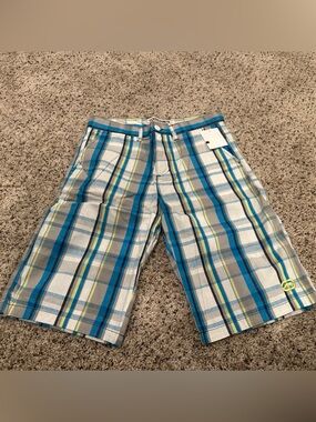 Youth boys shorts- Blue, Gray & Lime